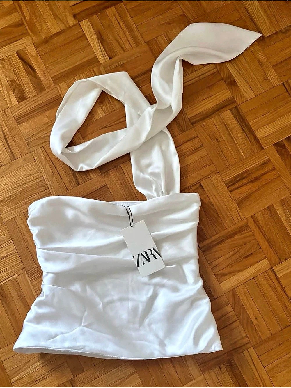 Zara White Scarf Top Size Small
